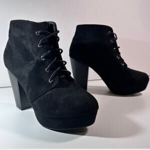 Forever Camille Clunky Victorian Boots Sz 7.5 Y2K Faux Suede Platform Goth Rock